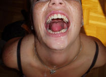 Blindfolded girl gets a